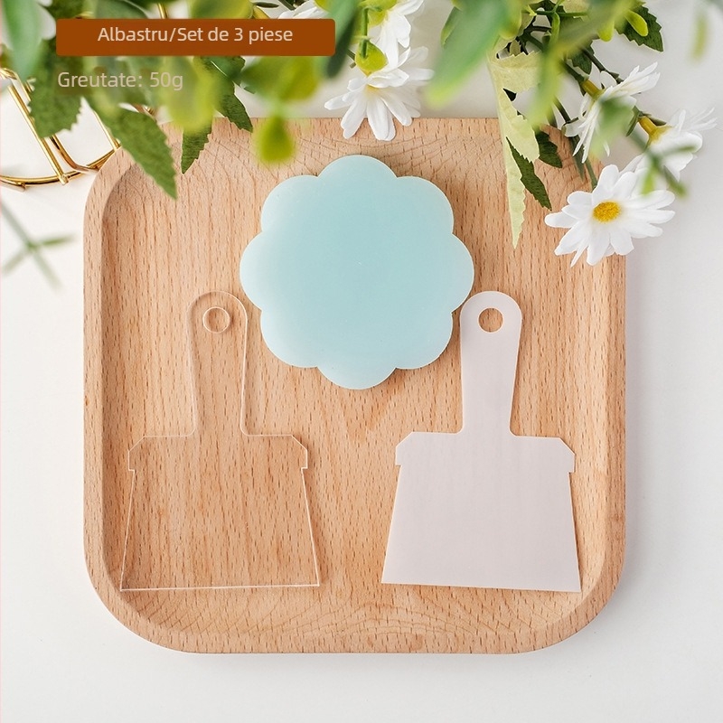 Set de 3 piese pentru fondant: plăci din silicon mini și spatulă acrilică pentru începători