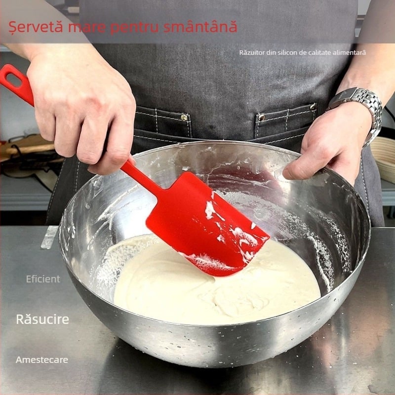 Spatulă din silicon, corp unic, pentru amestecarea cremei la prăjituri și răzuirea vasului – ustensilă de bucătărie pentru coacere acasă