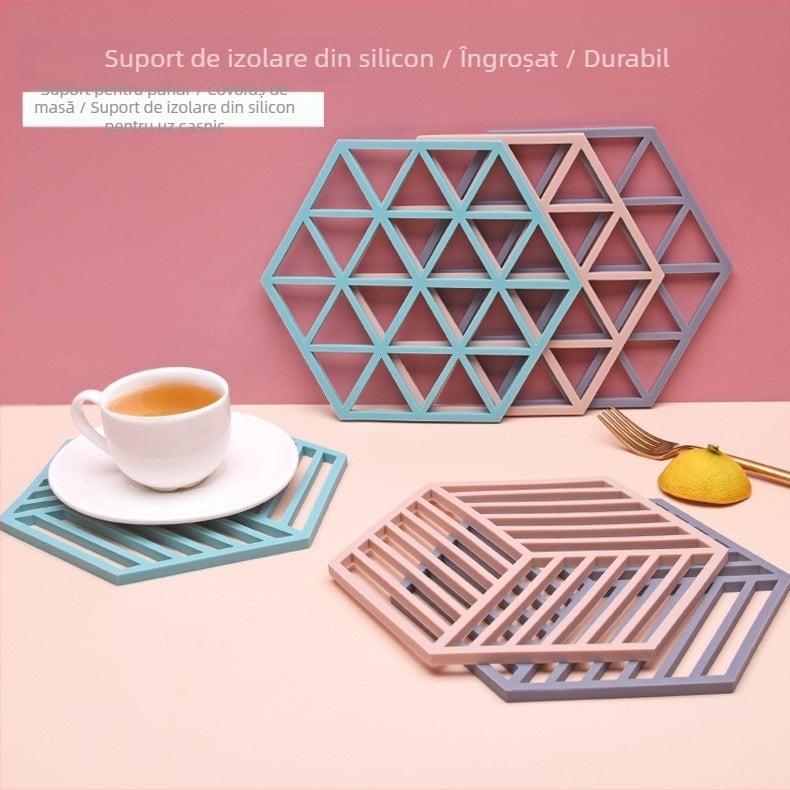 Padă izolatoare din silicon, suport decupat pentru pahar, masă de bucătărie îngroșată, anti-arși, rezistentă la temperaturi înalte, antiderapant pentru masă, covoraș pentru oale