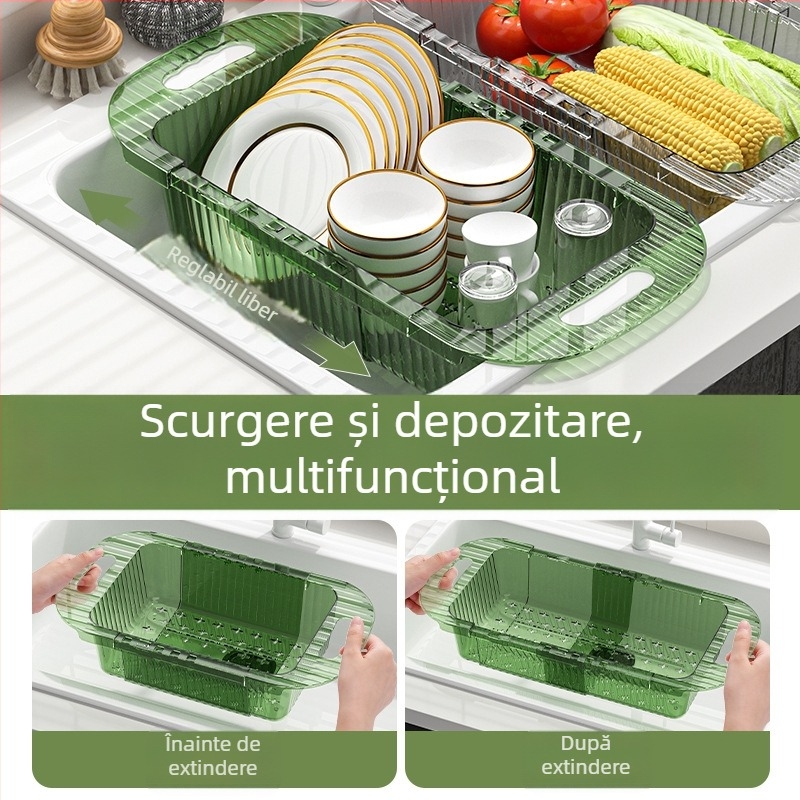 CCKO coș telescopic de scurgere pentru chiuveta bucătăriei, elegant și multifuncțional pentru spălarea fructelor