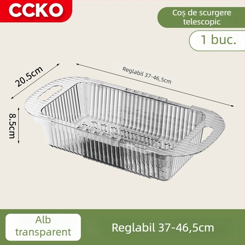 CCKO coș telescopic de scurgere pentru chiuveta bucătăriei, elegant și multifuncțional pentru spălarea fructelor