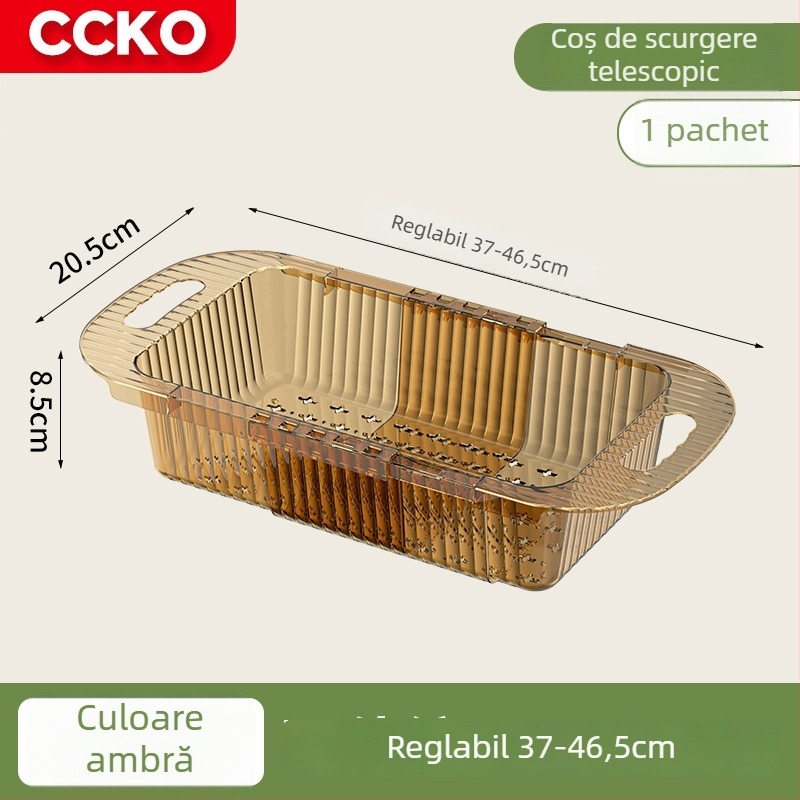 CCKO coș telescopic de scurgere pentru chiuveta bucătăriei, elegant și multifuncțional pentru spălarea fructelor