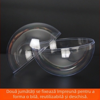 Ornament de Crăciun din acril transparent, sferă din plastic cu deschidere, fără gaură de agățare