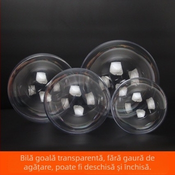 Ornament de Crăciun din acril transparent, sferă din plastic cu deschidere, fără gaură de agățare