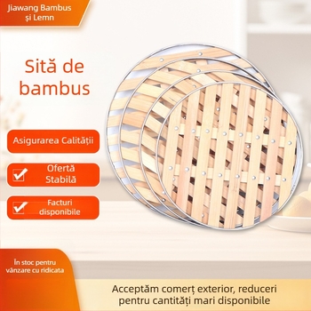 Coș de aburi din bambus pentru uz casnic, grilă de aburi în mai multe dimensiuni, capac din bambus