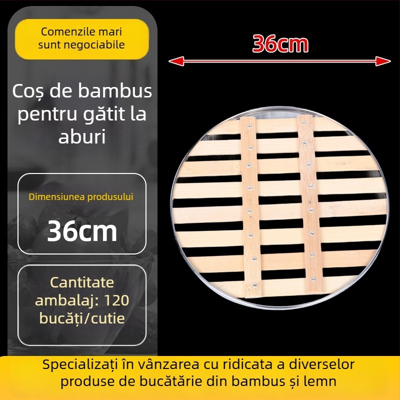Coș de aburi din bambus pentru uz casnic, grilă de aburi în mai multe dimensiuni, capac din bambus