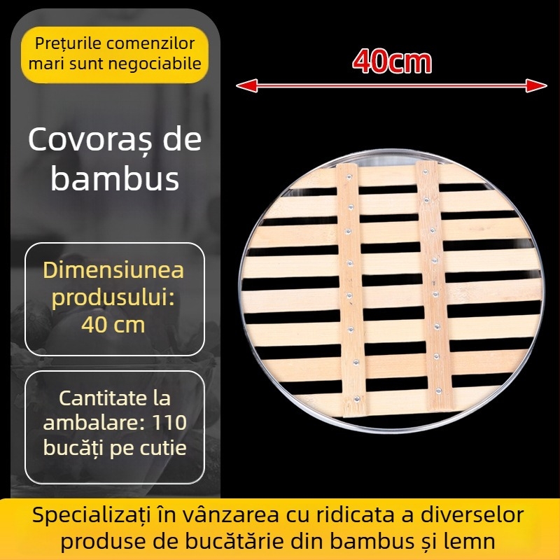 Coș de aburi din bambus pentru uz casnic, grilă de aburi în mai multe dimensiuni, capac din bambus