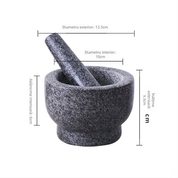 Mojar pentru usturoi din piatră albastră, design vintage, durabil