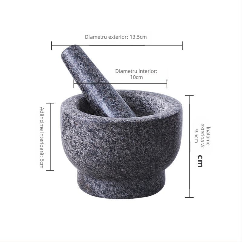 Mojar pentru usturoi din piatră albastră, design vintage, durabil