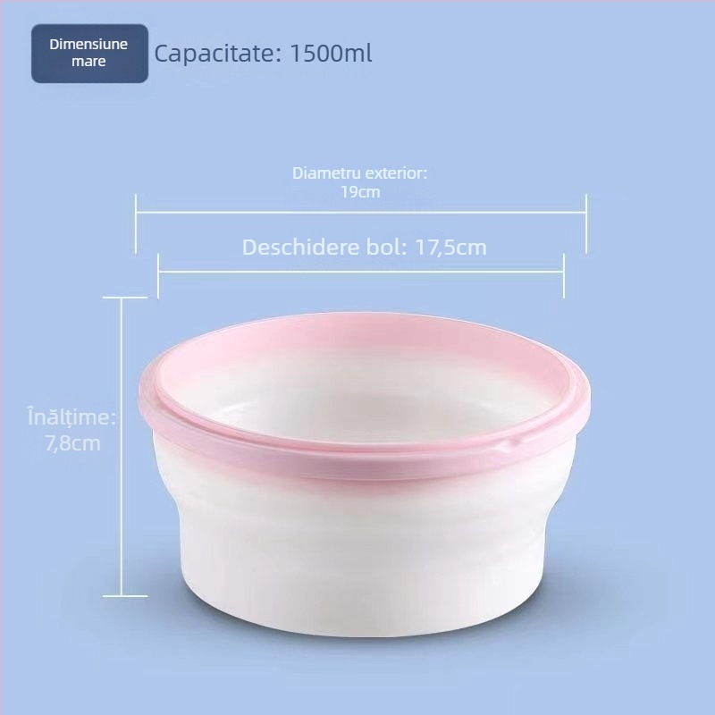Vas pliabil din PP și cutie pentru prânz, compatibil cu microundele, recipient portabil pentru alimentație, 800–1000 ml