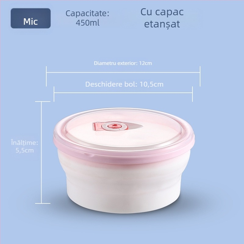Vas pliabil din PP și cutie pentru prânz, compatibil cu microundele, recipient portabil pentru alimentație, 800–1000 ml
