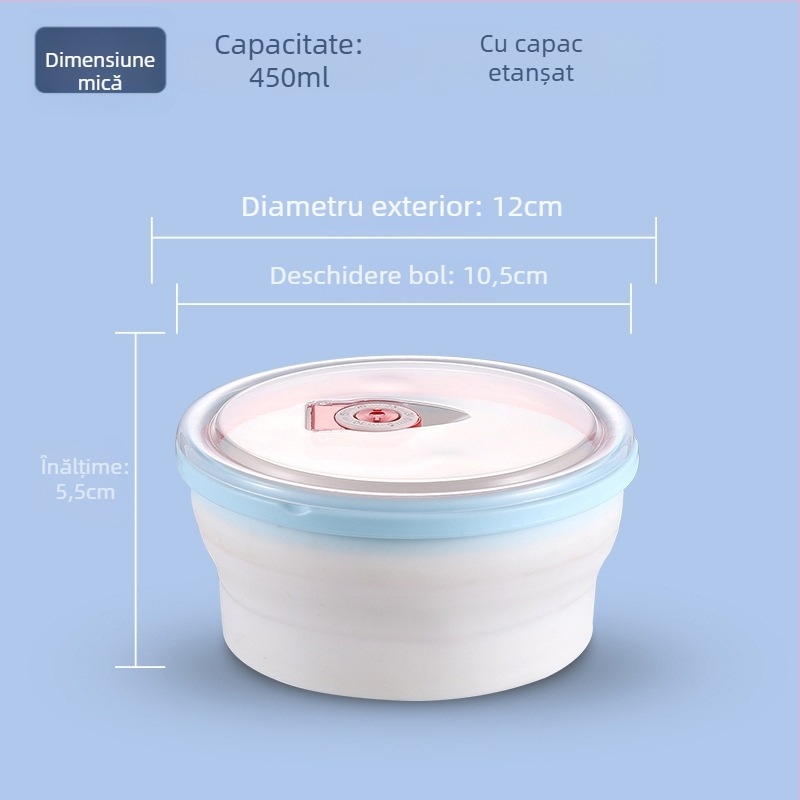 Vas pliabil din PP și cutie pentru prânz, compatibil cu microundele, recipient portabil pentru alimentație, 800–1000 ml