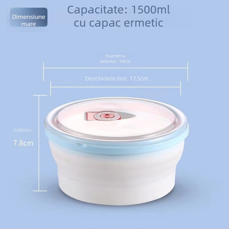 Vas pliabil din PP și cutie pentru prânz, compatibil cu microundele, recipient portabil pentru alimentație, 800–1000 ml
