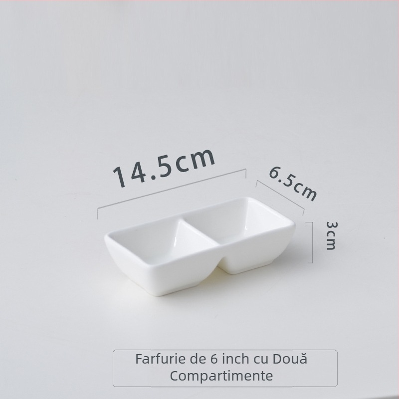 Farfurie divizată cu trei compartimente pentru sosuri și dipuri, potrivită pentru hot pot și grătar