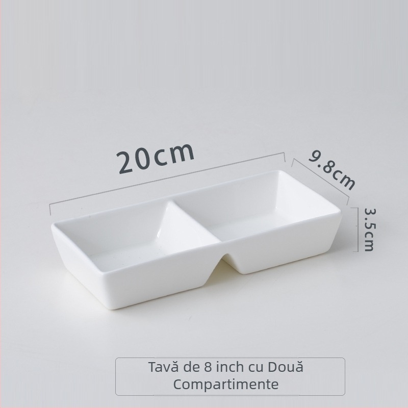 Farfurie divizată cu trei compartimente pentru sosuri și dipuri, potrivită pentru hot pot și grătar