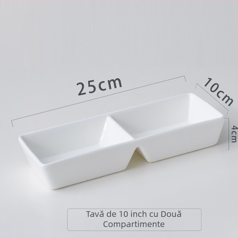 Farfurie divizată cu trei compartimente pentru sosuri și dipuri, potrivită pentru hot pot și grătar