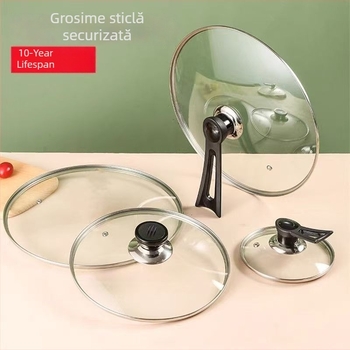 Capac din sticlă temperată pentru oală, rezistent la temperaturi înalte, universal, diametru 32 cm, pentru vase de gătit, de calitate alimentară, îngroșat