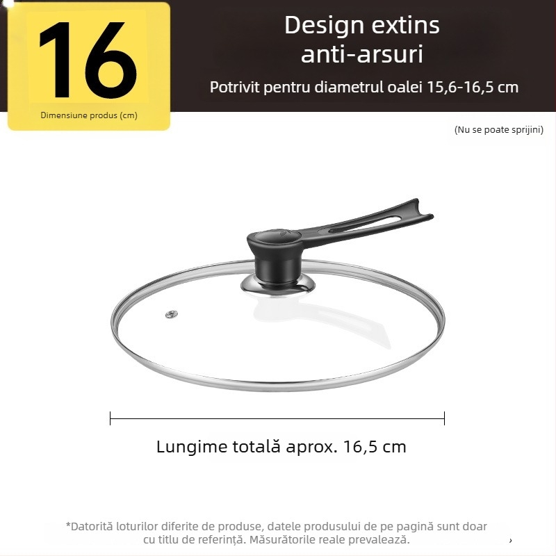 Capac din sticlă temperată pentru oală, rezistent la temperaturi înalte, universal, diametru 32 cm, pentru vase de gătit, de calitate alimentară, îngroșat