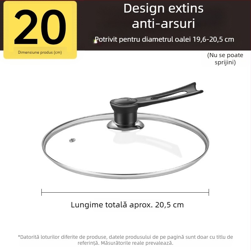 Capac din sticlă temperată pentru oală, rezistent la temperaturi înalte, universal, diametru 32 cm, pentru vase de gătit, de calitate alimentară, îngroșat