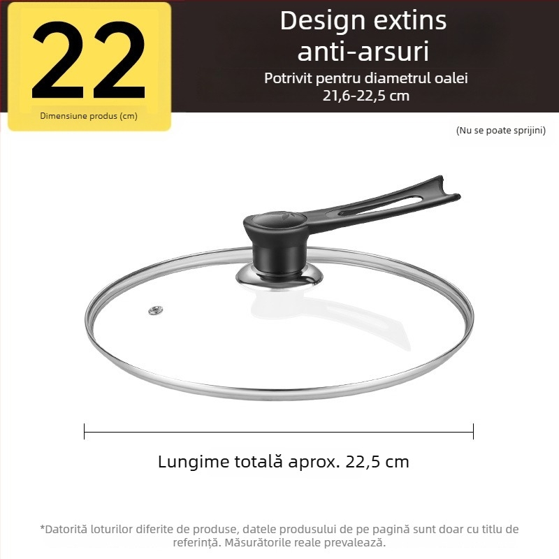 Capac din sticlă temperată pentru oală, rezistent la temperaturi înalte, universal, diametru 32 cm, pentru vase de gătit, de calitate alimentară, îngroșat