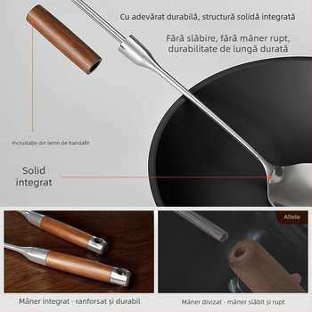 Spatulă din oțel inoxidabil cu mâner din lemn, set de ustensile de bucătărie: spatulă și lingură de supă