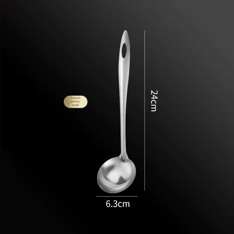 Spatulă din oțel inoxidabil cu mâner din lemn, set de ustensile de bucătărie: spatulă și lingură de supă