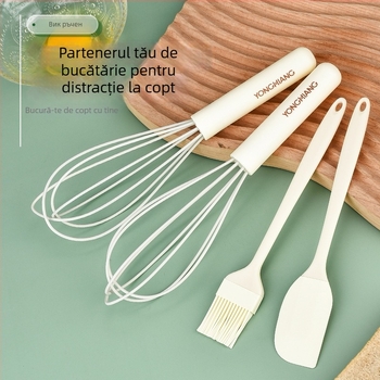Bătător de ouă manual din silicon și oțel inoxidabil, calitate alimentară, pentru smântână și coacere în bucătărie