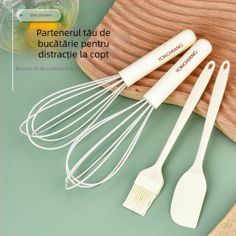 Bătător de ouă manual din silicon și oțel inoxidabil, calitate alimentară, pentru smântână și coacere în bucătărie