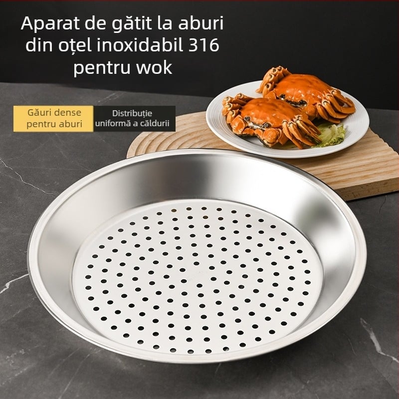 Tavă de aburi din oțel inoxidabil 316 pentru wok, grilă de aburi rezistentă la temperaturi înalte, suport universal de aburi pentru oale din fontă