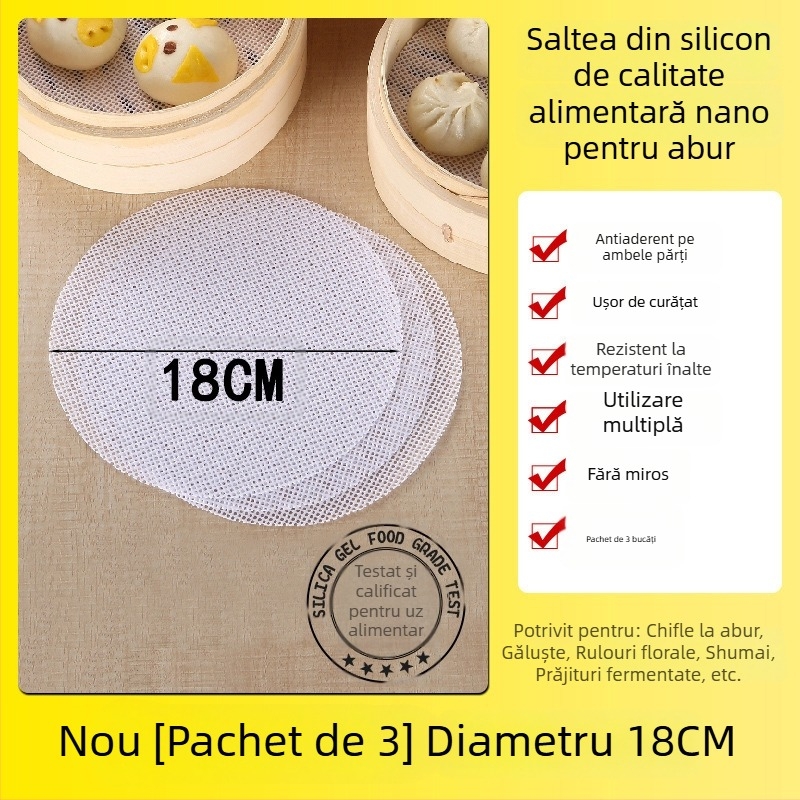 Covoraș de aburi din silicon nano, rotund, antiaderent, rezistent la temperaturi înalte