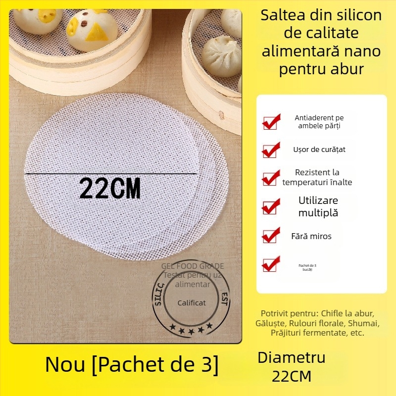 Covoraș de aburi din silicon nano, rotund, antiaderent, rezistent la temperaturi înalte