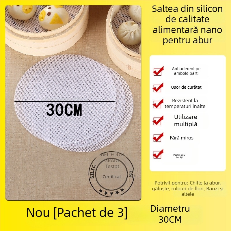 Covoraș de aburi din silicon nano, rotund, antiaderent, rezistent la temperaturi înalte