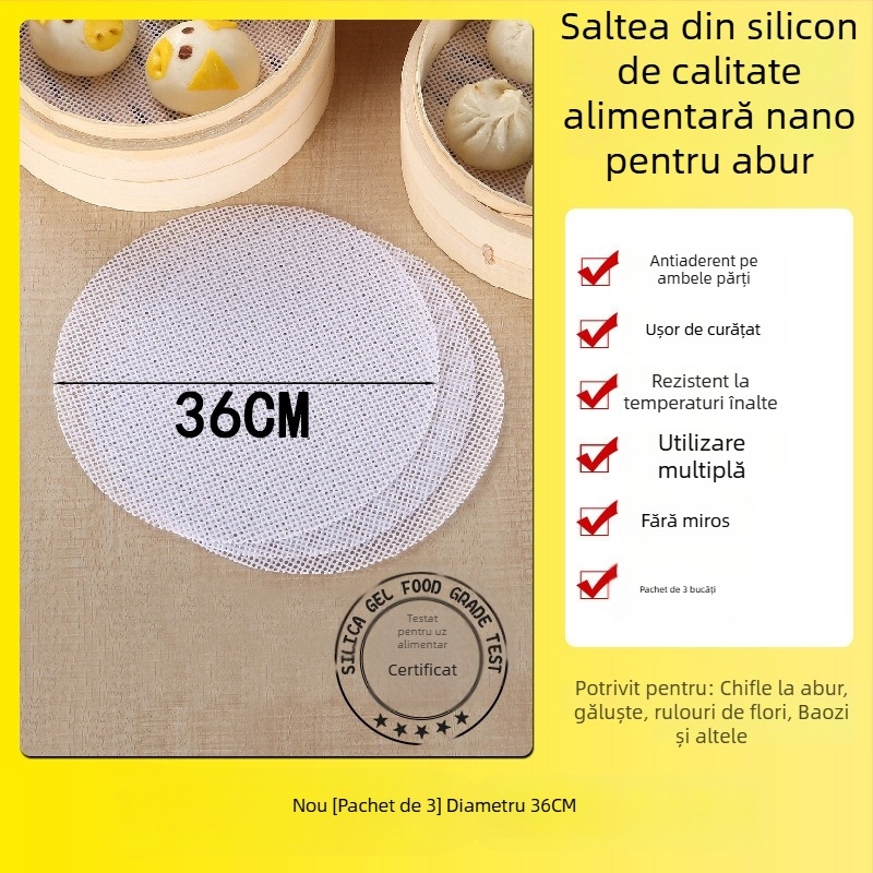 Covoraș de aburi din silicon nano, rotund, antiaderent, rezistent la temperaturi înalte