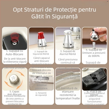 Oală sub presiune pe gaz, dublă utilizare, aliaj de aluminiu, stil coreean, rezistentă la explozie