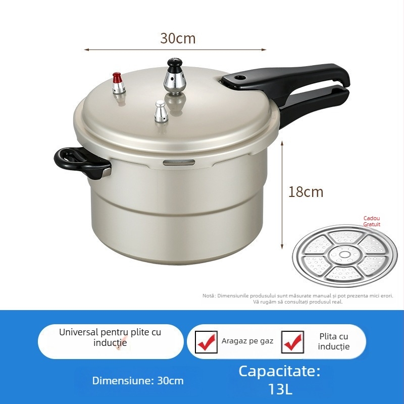 Oală sub presiune pe gaz, dublă utilizare, aliaj de aluminiu, stil coreean, rezistentă la explozie