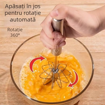 Tel de mixat ouă semi-automat din oțel inoxidabil pentru uz casnic, tel manual pentru ouă și smântână, ustensilă de cofetărie