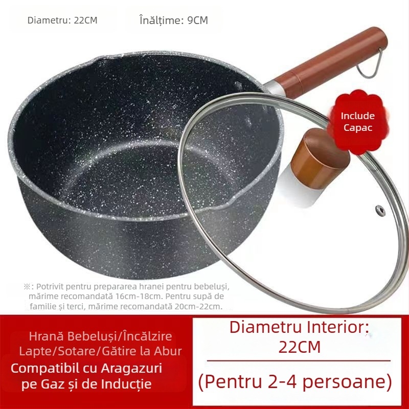 Oală japoneză pentru lapte, cu piatră Maifan, antiaderentă, pentru hrana bebelușilor, potrivită pentru aragazuri pe gaz și plite cu inducție