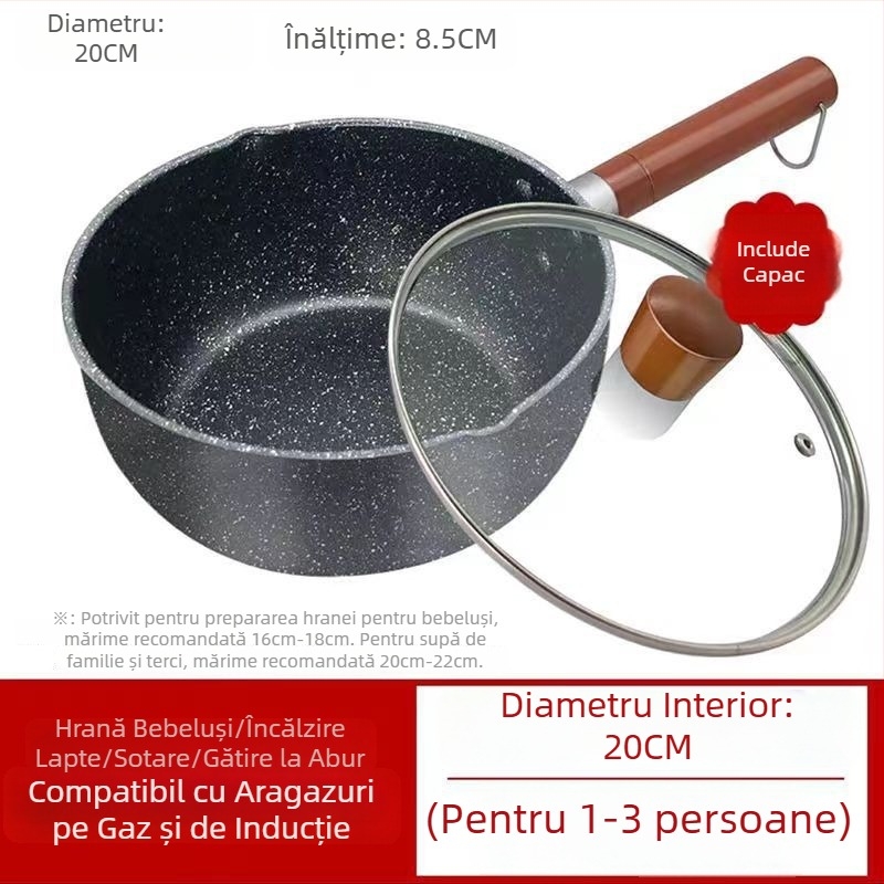 Oală japoneză pentru lapte, cu piatră Maifan, antiaderentă, pentru hrana bebelușilor, potrivită pentru aragazuri pe gaz și plite cu inducție