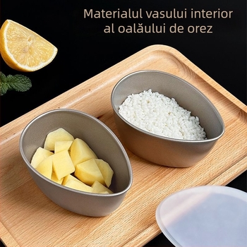 Nou set mic de tăvi de abur în formă de ou, cutie de abur – set complet pentru aburirea orezului în bucătăria de acasă, din oțel inox, cu boluri de abur și grilă de abur