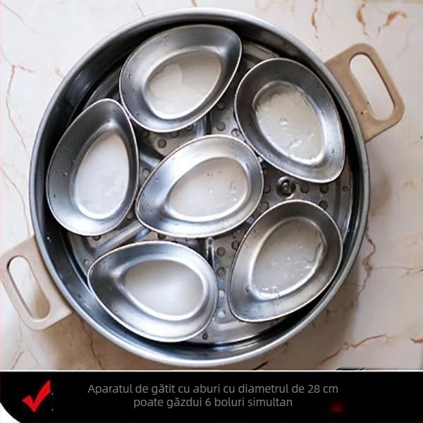 Nou set mic de tăvi de abur în formă de ou, cutie de abur – set complet pentru aburirea orezului în bucătăria de acasă, din oțel inox, cu boluri de abur și grilă de abur