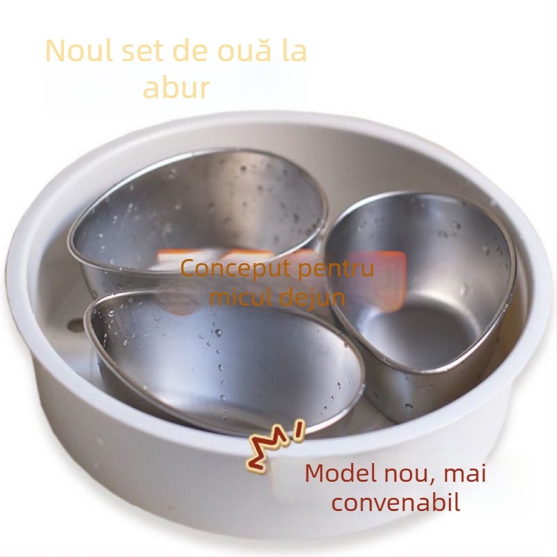 Nou set mic de tăvi de abur în formă de ou, cutie de abur – set complet pentru aburirea orezului în bucătăria de acasă, din oțel inox, cu boluri de abur și grilă de abur
