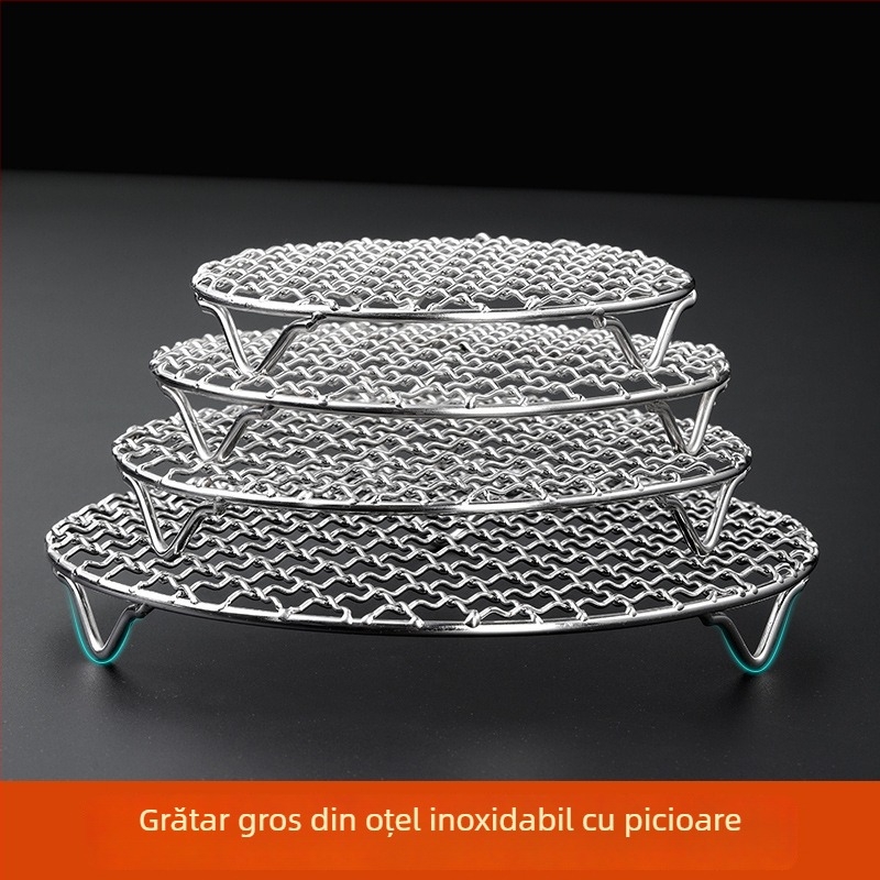 Grilă rotundă din oțel inoxidabil cu plasă, îngroșată, pentru aragaz, portabilă și multifuncțională