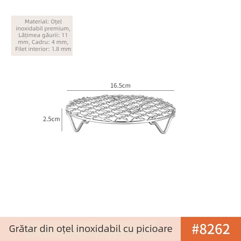 Grilă rotundă din oțel inoxidabil cu plasă, îngroșată, pentru aragaz, portabilă și multifuncțională