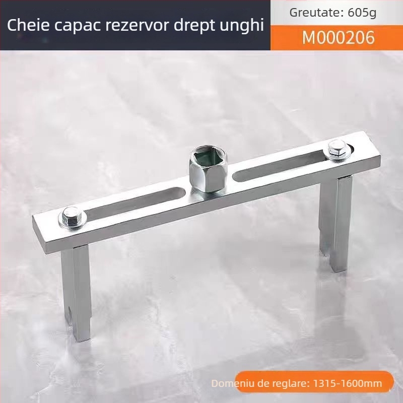Instrument de demontare capac rezervor combustibil, cheie reglabilă cu unghi drept și fălci curbate, capete 3- și 4- fălci – reparații auto