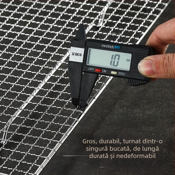 Grătar din oțel inoxidabil pentru barbecue, pătrat, cu drenaj de apă și ulei, plasă întărită cu picioare, pătrate mici, pentru exterior.