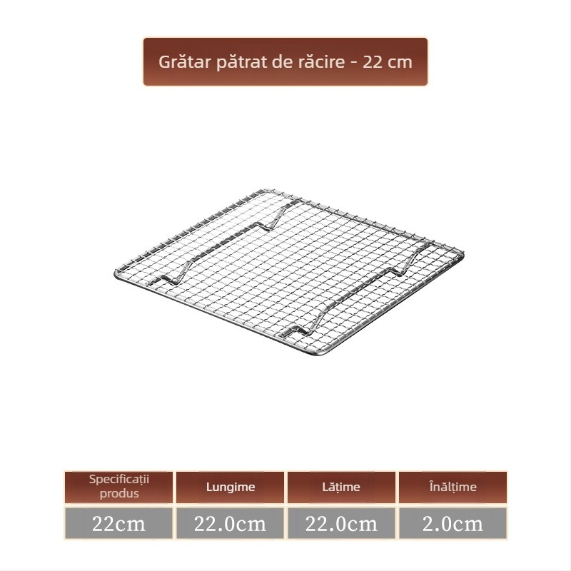 Grătar din oțel inoxidabil pentru barbecue, pătrat, cu drenaj de apă și ulei, plasă întărită cu picioare, pătrate mici, pentru exterior.