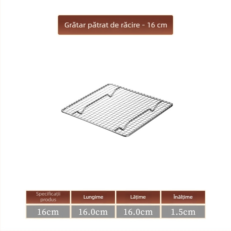 Grătar din oțel inoxidabil pentru barbecue, pătrat, cu drenaj de apă și ulei, plasă întărită cu picioare, pătrate mici, pentru exterior.