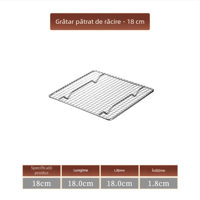 Grătar din oțel inoxidabil pentru barbecue, pătrat, cu drenaj de apă și ulei, plasă întărită cu picioare, pătrate mici, pentru exterior.