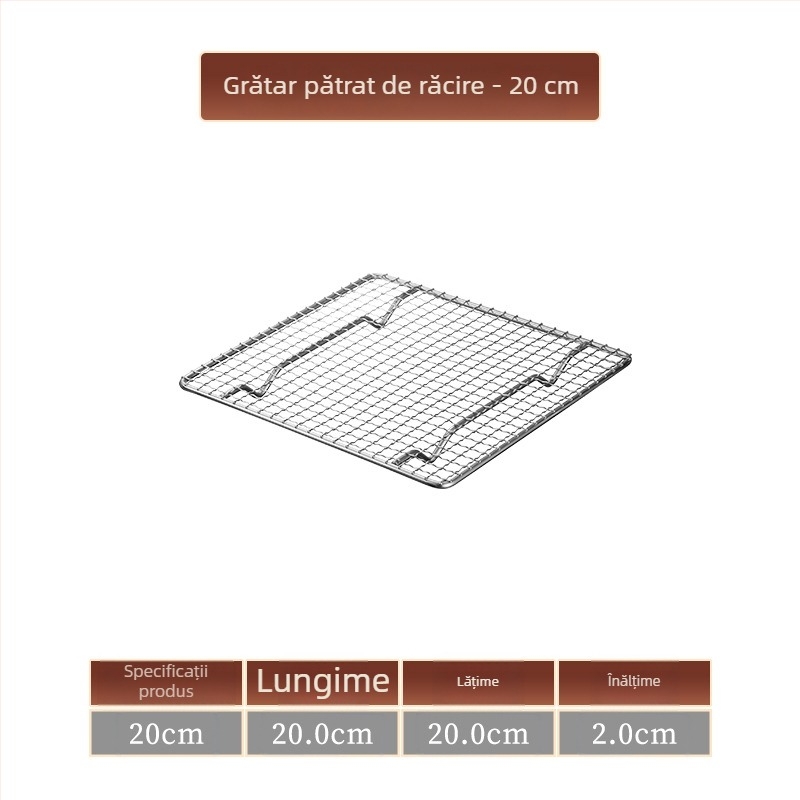 Grătar din oțel inoxidabil pentru barbecue, pătrat, cu drenaj de apă și ulei, plasă întărită cu picioare, pătrate mici, pentru exterior.