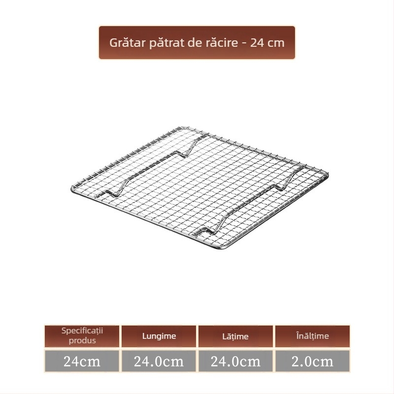 Grătar din oțel inoxidabil pentru barbecue, pătrat, cu drenaj de apă și ulei, plasă întărită cu picioare, pătrate mici, pentru exterior.